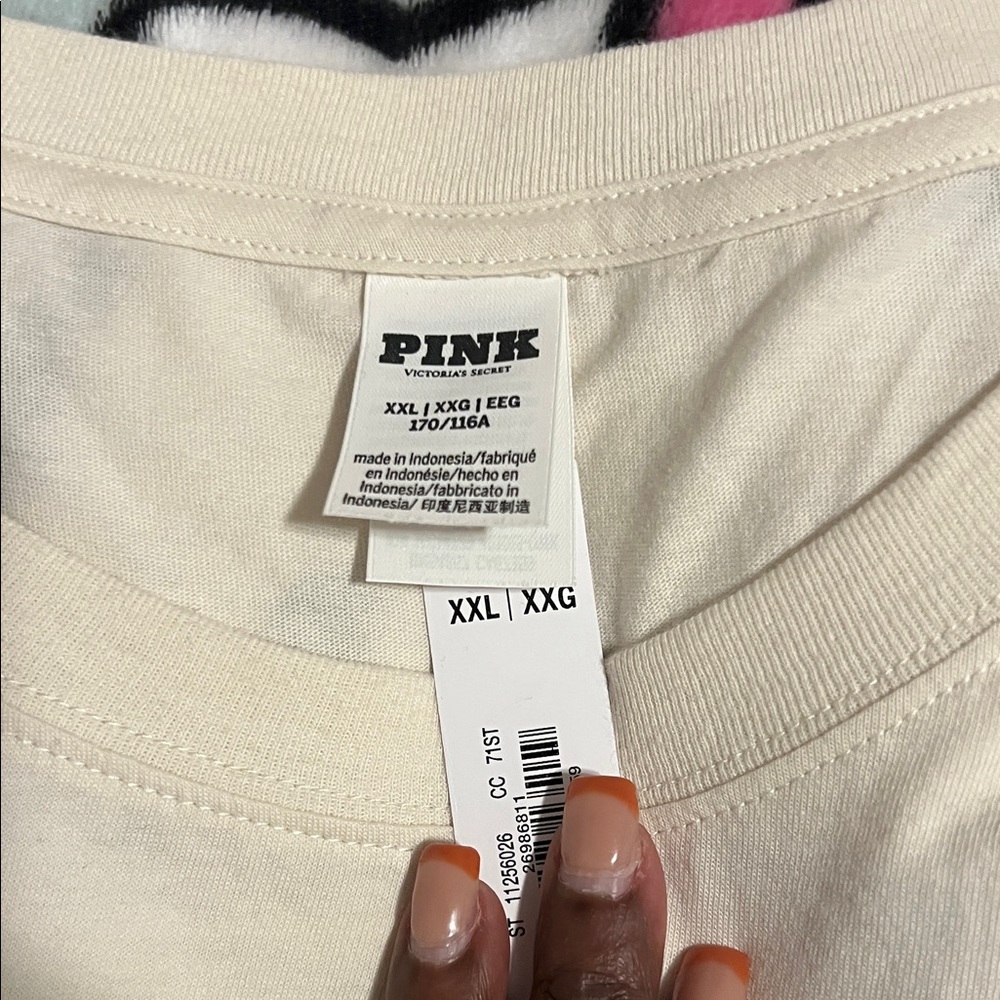 PINK Victoria's Secret White and Burgundy Tees - Picture 2 of 5